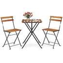 3 Piece Patio Acacia Wood Bistro Set with Slatted Seat and Tabletop