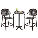 3 Piece Patio Bar Set Outdoor Cast Aluminum Round High Top Table 2 Counter Height Bar Stools