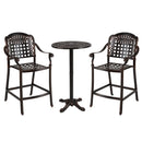 3 Piece Patio Bar Set Outdoor Cast Aluminum Round High Top Table 2 Counter Height Bar Stools