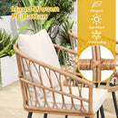 3 Piece Patio Bistro Set with PE Rattan Wicker Chairs and Tempered Glass Coffee Table