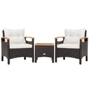 3 Pieces Patio Rattan Furniture Set with Removable Cushion