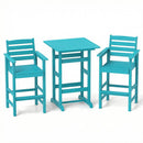 3-Piece Patio HDPE Bar Set with Square High-Top Table for Backyard and Poolside