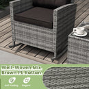 3-Piece Patio Rocking Chair Set with Glass Table & Cushions