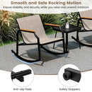 3 Piece Patio Rocking Bistro Set with Tempered Glass Coffee Table and Armrests for Porch-Brown