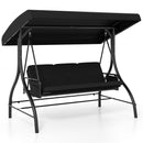 3-Piece Patio Swing with Canopy Removable Cushions and Side Pockets