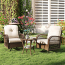 3-Piece Patio Swivel Rocker Set with Glass Side Table