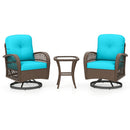 3-Piece Patio Swivel Rocker Set with Glass Side Table
