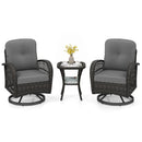 3-Piece Patio Swivel Rocker Set with Glass Side Table
