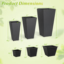 3-Piece Wicker Planters Tapered PP Rattan Plant Boxes with Plastic Flower Pots-Black