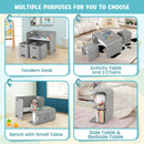 3 Pieces Kids Wooden Table and Chair Set-Gray