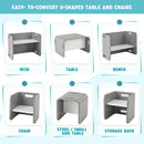 3 Pieces Kids Wooden Table and Chair Set-Gray