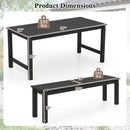 3 Pieces Outdoor Dining Table Set with 2 Benches
