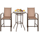 3 Pieces Outdoor Patio Bar Table Stool Set