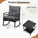 Outdoor Rattan Rocking Chair Set with Side Table - 3 Pieces