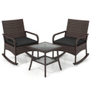 3-Piece Rocking Bistro Set with Cushions & Side Table