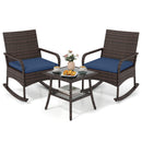 3-Piece Rocking Bistro Set with Cushions & Side Table