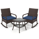 3-Piece Rocking Bistro Set with Cushions & Side Table
