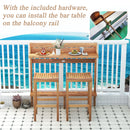 3 Pieces Patio Acacia Wood Bar Table Set with Footrest Curved Wood Seat