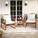 3 Pieces Patio Furniture Set with Tempered Glass Top Table and Soft Cushions-Off White