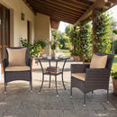 3 Pieces Patio Furniture Set with Cushioned Patio Chairs and Tempered Glass Coffee Table-Brown