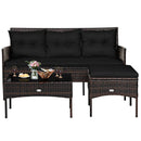 3 Pieces Patio Furniture Sectional Set with 5 Cozy
