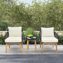 3 Pieces Patio Furniture Set with Cushioned Chairs and Tempered Glass Side Table