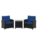 3 Pieces Patio Furniture Set with Tempered Glass Coffee Table