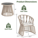 3 Pieces Patio Leisure Chair Set with Rope-Woven Armchairs and Seat Cushions-Off White