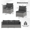 3 Pieces Patio Sectional Sofa Set PE Rattan Modular Couch Furniture Set with Soft Cushions