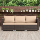 3 Pieces Patio Sectional Sofa Set with Soft Cushions