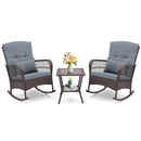 3 Pieces Rocking Bistro Set with 2-Tier Coffee Table