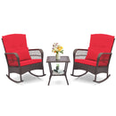 3 Pieces Rocking Bistro Set with 2-Tier Coffee Table
