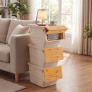 3 Pieces Storage Bins on Wheels Stackable Plastic Boxes with Stay-Open Lid (M)