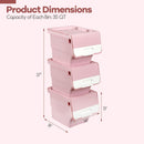 3 Pieces Storage Bins on Wheels Stackable Plastic Boxes with Stay-Open Lid (M)