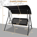 3-Seat Patio Swing Chair with Adjustable Canopy - 800 lbs
