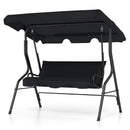 3 Seat Outdoor Patio Canopy Swing with Cushioned Steel Frame-Blue