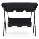 3 Seat Outdoor Patio Canopy Swing with Cushioned Steel Frame-Blue