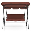 3 Seat Outdoor Patio Canopy Swing with Cushioned Steel Frame-Blue