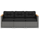 3-Seat Patio Couch Sofa PE Rattan Loveseat Furniture Set with Deep Seating and Cushion-Mix Grey