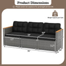 3-Seat Patio Couch Sofa PE Rattan Loveseat Furniture Set with Deep Seating and Cushion-Mix Grey