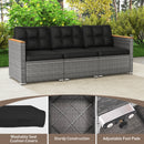 3-Seat Patio Couch Sofa PE Rattan Loveseat Furniture Set with Deep Seating and Cushion-Mix Grey