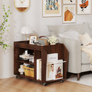 3-Tier Side End Table with Universal Wheels-Walnut