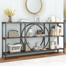 3-Tier Console Table with Faux Marble Top and Storage Shelves for Hallway Living Room