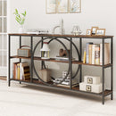 3-Tier Console Table with Faux Marble Top and Storage Shelves for Hallway Living Room
