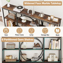 3-Tier Console Table with Faux Marble Top and Storage Shelves for Hallway Living Room