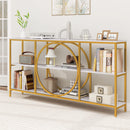3-Tier Console Table with Faux Marble Top and Storage Shelves for Hallway Living Room