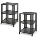 3-Tier End Table with Wheels Rolling Side Table with Open Storage Shelves