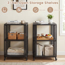 3-Tier End Table with Wheels Rolling Side Table with Open Storage Shelves