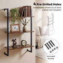 3-Tier Floating Wall Shelf - Rustic Brown