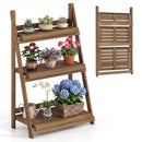 3-Tier Foldable Plant Stand with Slatted Shelves